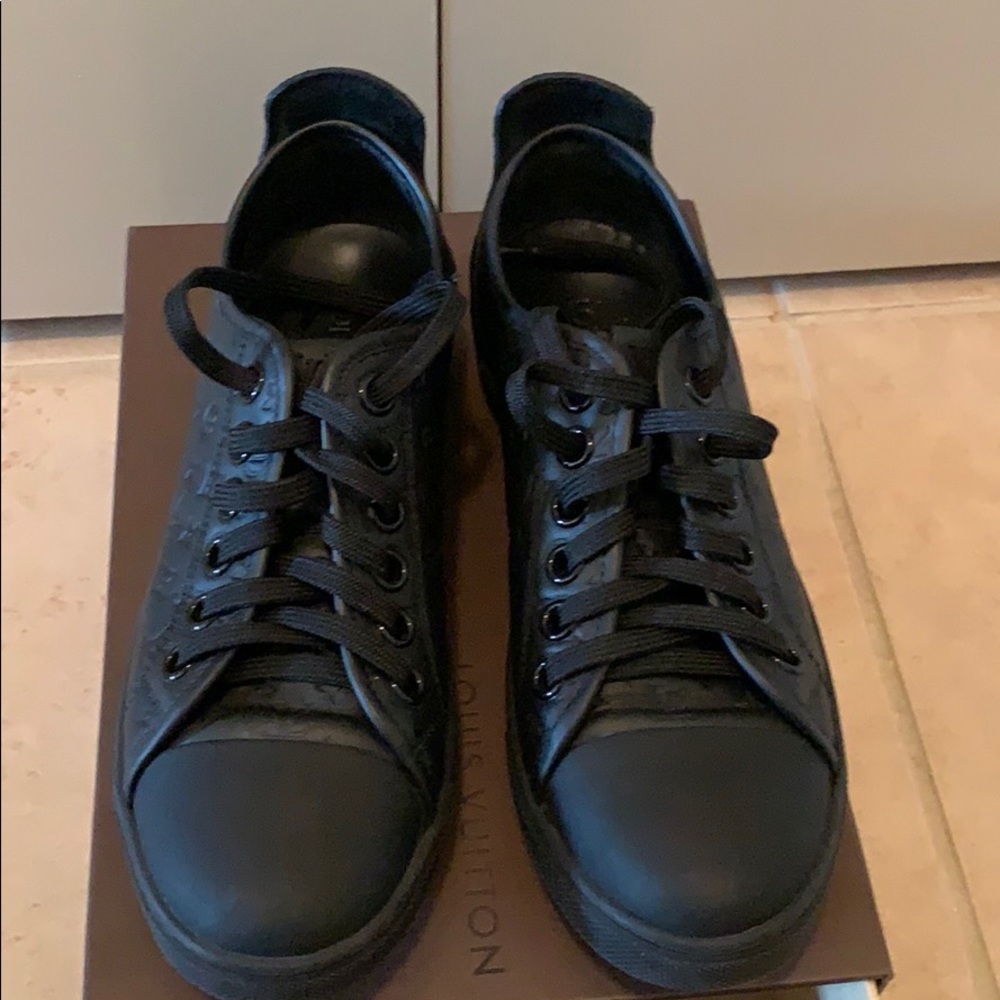 Relisting- Louis Vuitton Punchy Low Top Black Leather Sneaker.